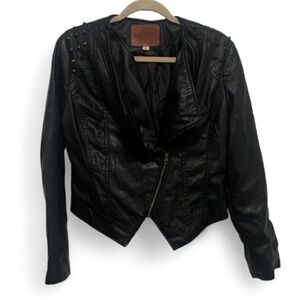 Miss London Black Faux Leather Studded Jacket